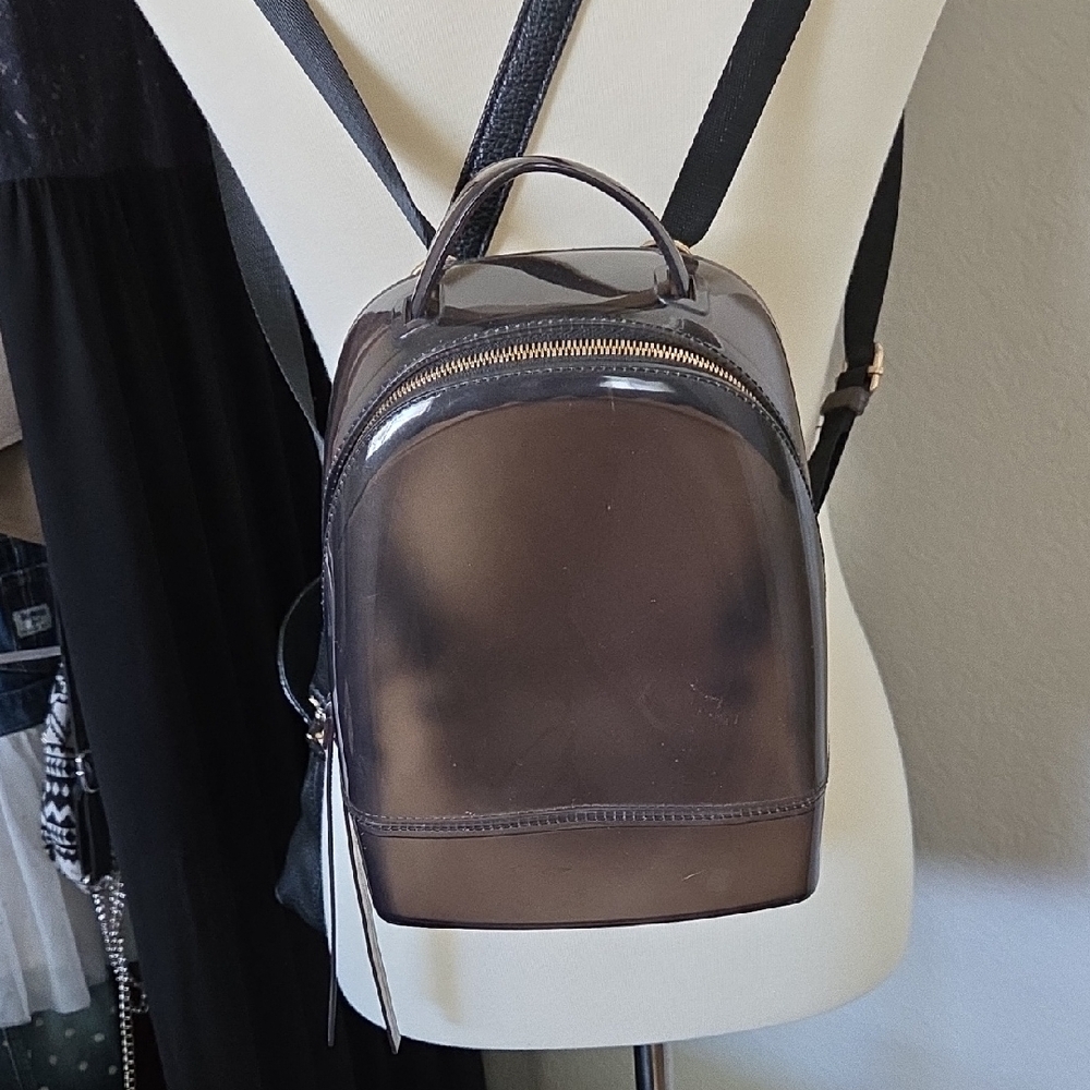 Compact Transparent Smoke Grey Mini Backpack
